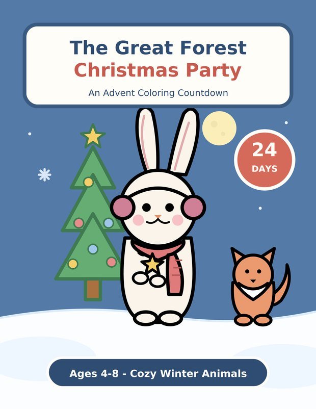 Cover of The Great Forest Christmas Party advent colouring book